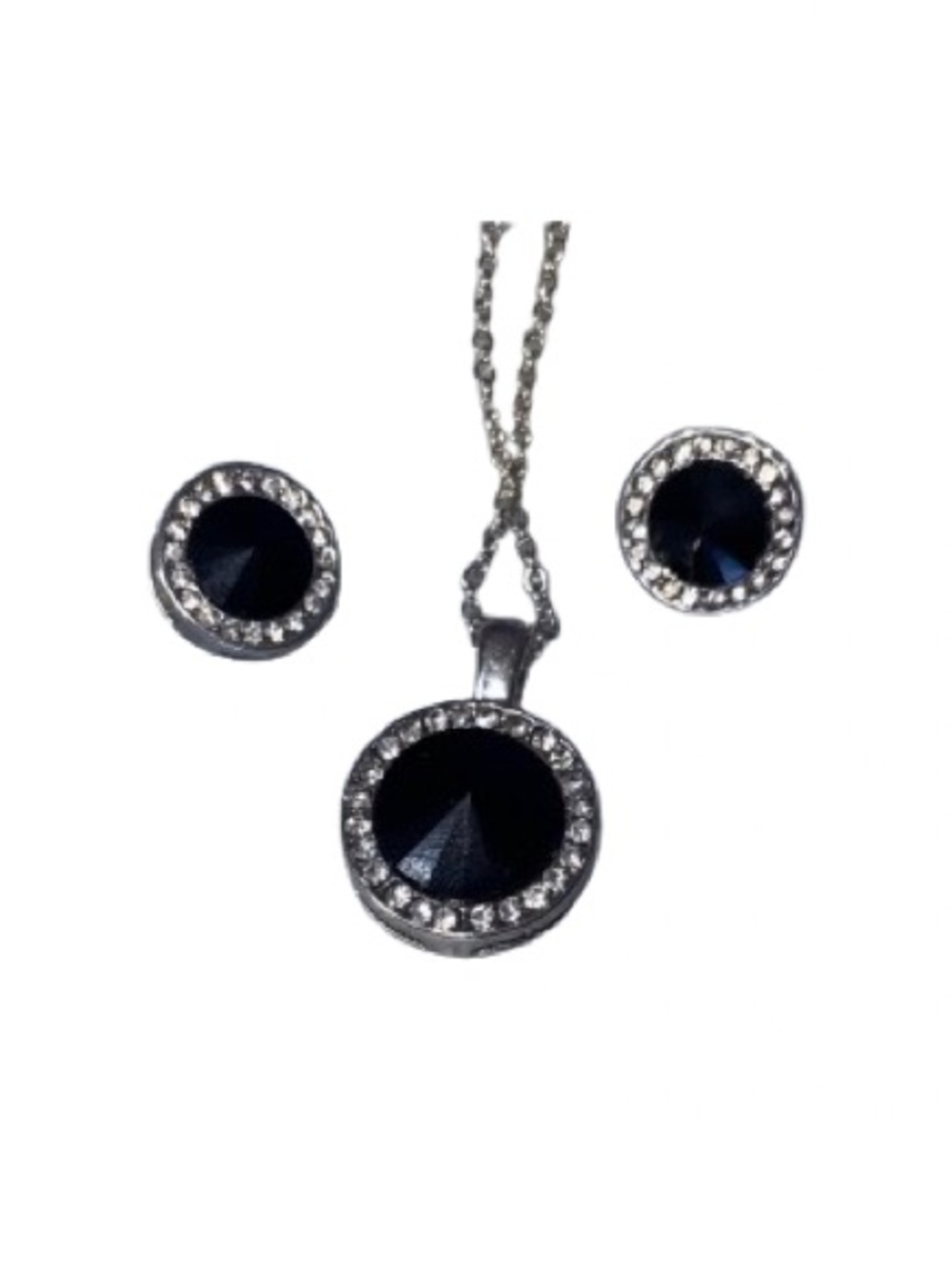 Charter Club Necklace and Earring Set Black and Silver